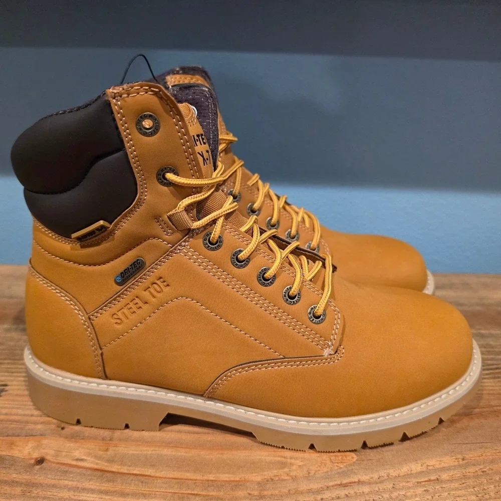 Hi-Tec Mens M Cade 7in Steel Toe Work Boot Wheat Waterproof Oil Resistant 9M